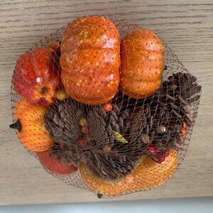 Lot of Mini Artificial Pumpkins, Gourds, Berries, Pine Cones Autumn Fall Harvest